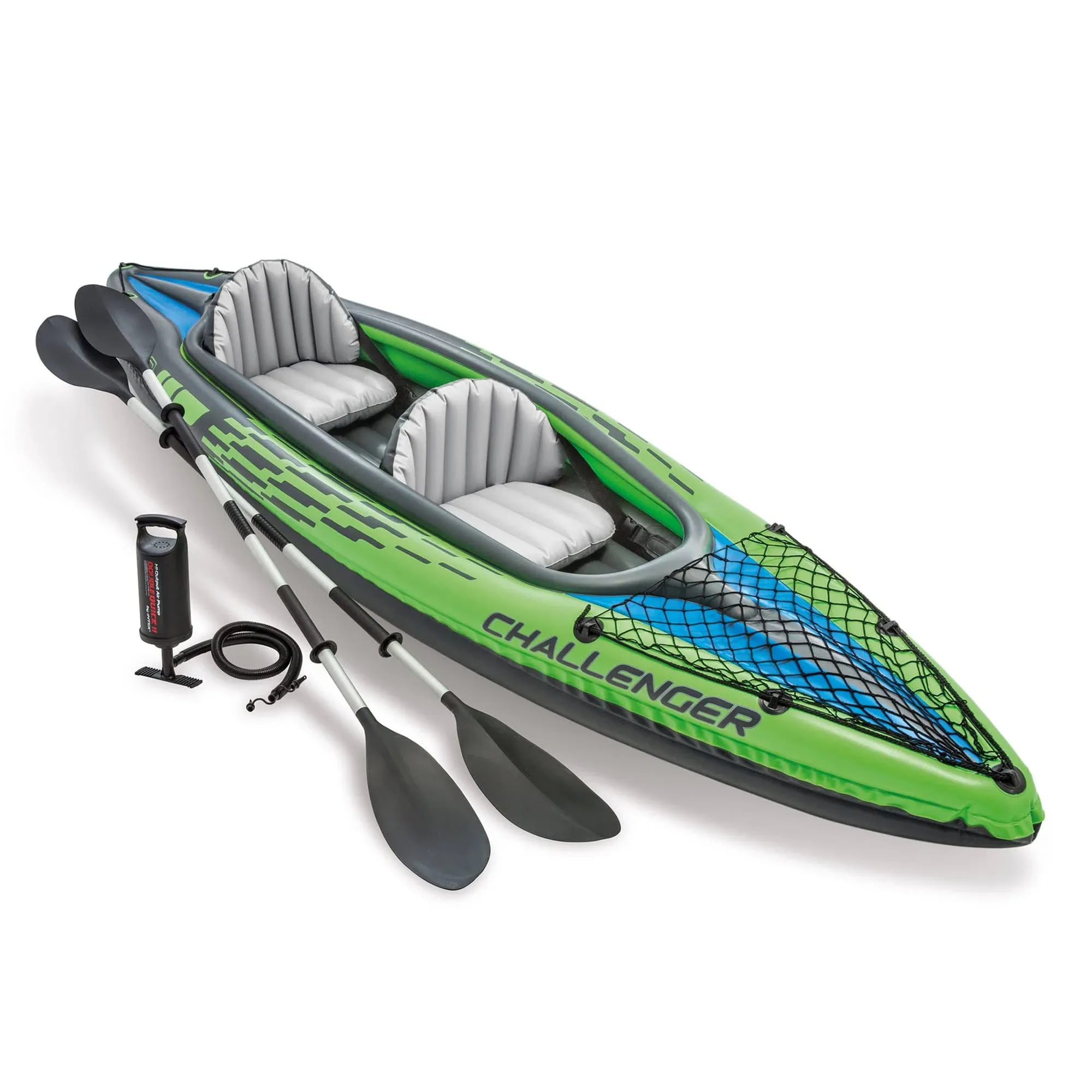 Intex K2 Challenger Kayak 2 Person Inflatable Canoe with Aluminum Oars and Pump