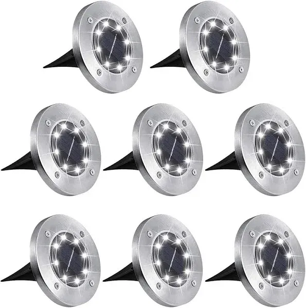 Solar Ground Lights, 8 LED Inground Solar Lights, Solar Powered Garden Lights fo