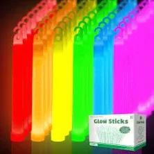 48 Ultra Bright Large Glow Sticks with 48 Black PE String, Multi Use Colourful 