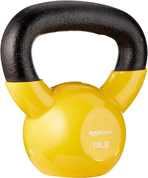 Vinyl Coated Cast Iron Kettlebells Color Yellow - 10 lb - F12B