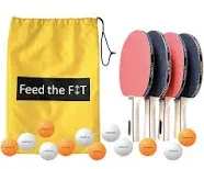 Ping Pong Paddle Set - Professional 4-Player Table Tennis Racket Bundle with 12 Balls and Carrying Case, Perfect Grip and Control - Great Outdoor Activity for Family, Kids and Friends