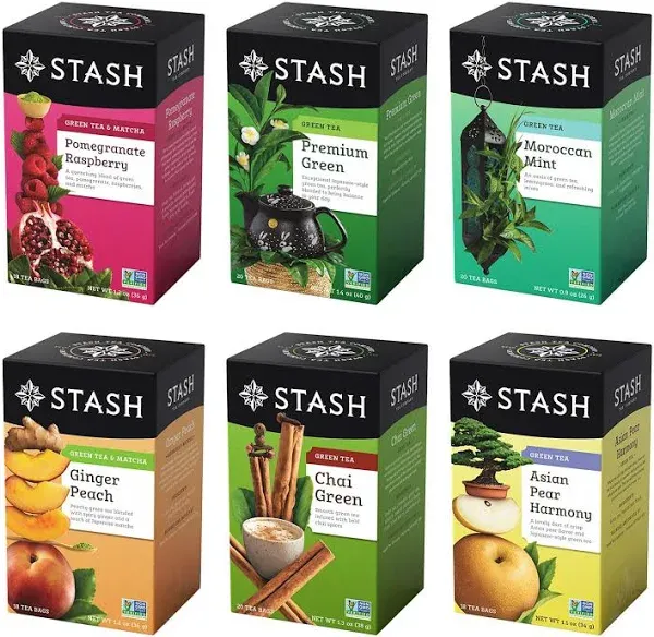 Stash Tea Moroccan Mint Green Tea - Case - Six 20 ct Boxes