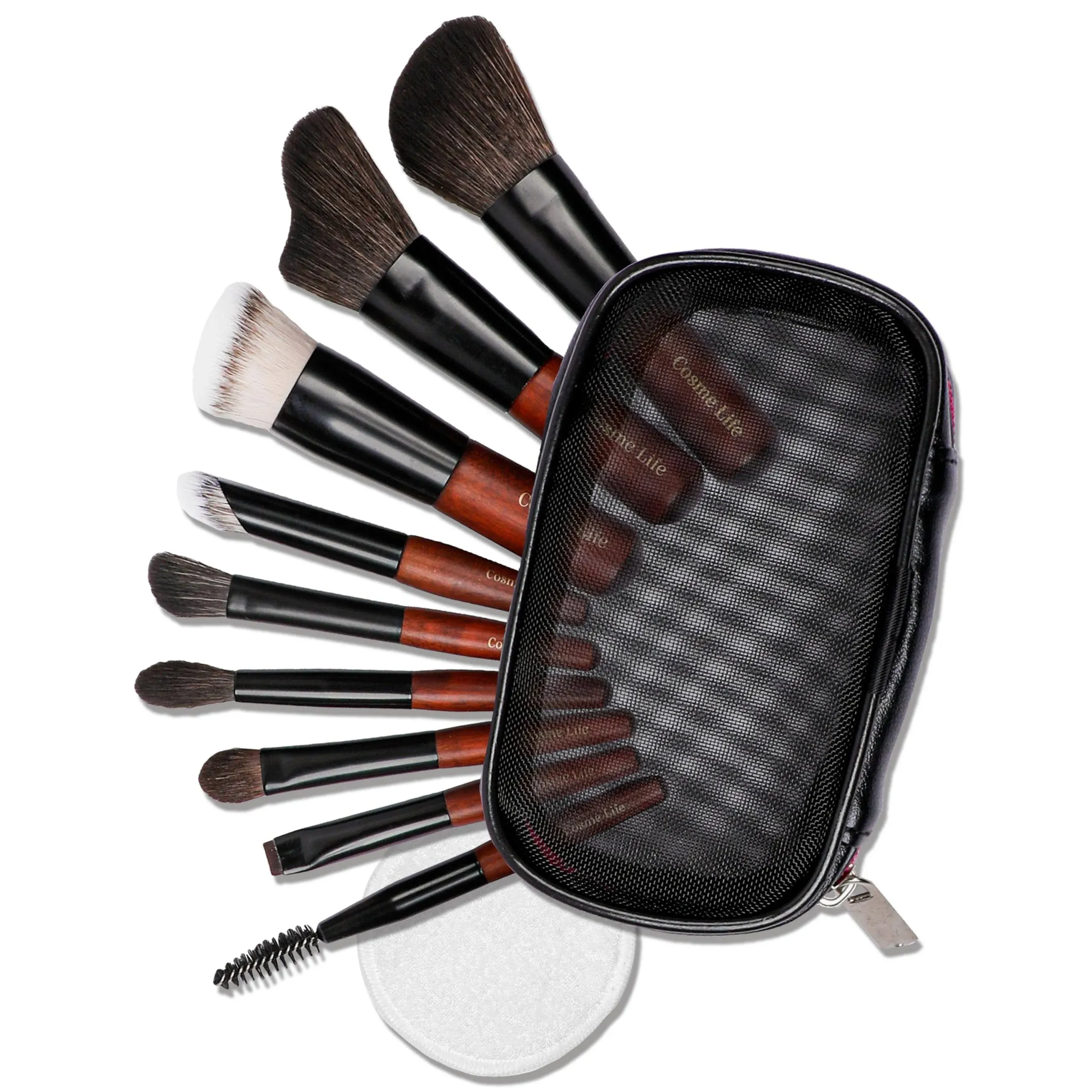 Cosme 9 FLAWLESS FACE MINI Makeup Brush Set: Foundation, Eyeshadow, Blush, Co...