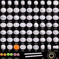 Plastic Gear Set 75Pcs Single Double Reduction Gear Worm Gear for DIY Car Robot