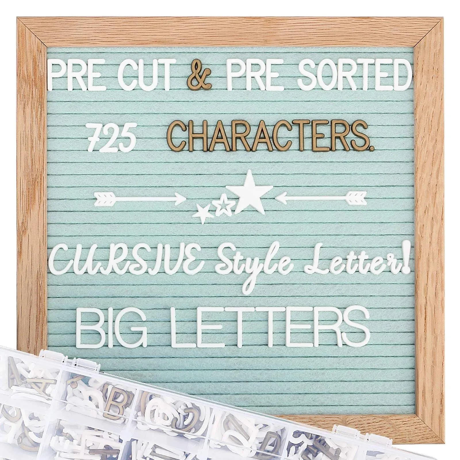 Blue Felt Letter Board 10x10 Inch, Pre Cut &amp; Sorted 725 Letters, First Day of...