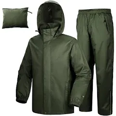 33,000ft Men's Rain Suit Packable Waterproof Lightweight Rain Gear for Golf Hiking Cycling 2 Pieces (Jackets and Pants)