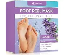 DERMORA Foot Peel Mask - 2 Pack of Regular Size Skin Exfoliating Foot Masks for Dry, Cracked Feet, Callus, Dead Skin Remover - Feet Peeling Mask for baby soft feet, Tea Tree Scent