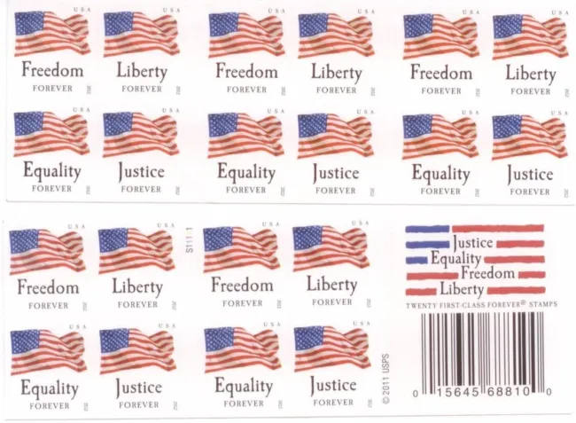 Usps Forever Stamps Four Flags Booklet of 20 Stamps