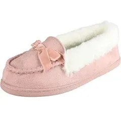 Jessica Simpson Womens Micro-Suede Moccasin with Velvet Bow - Dusty Pink/Small