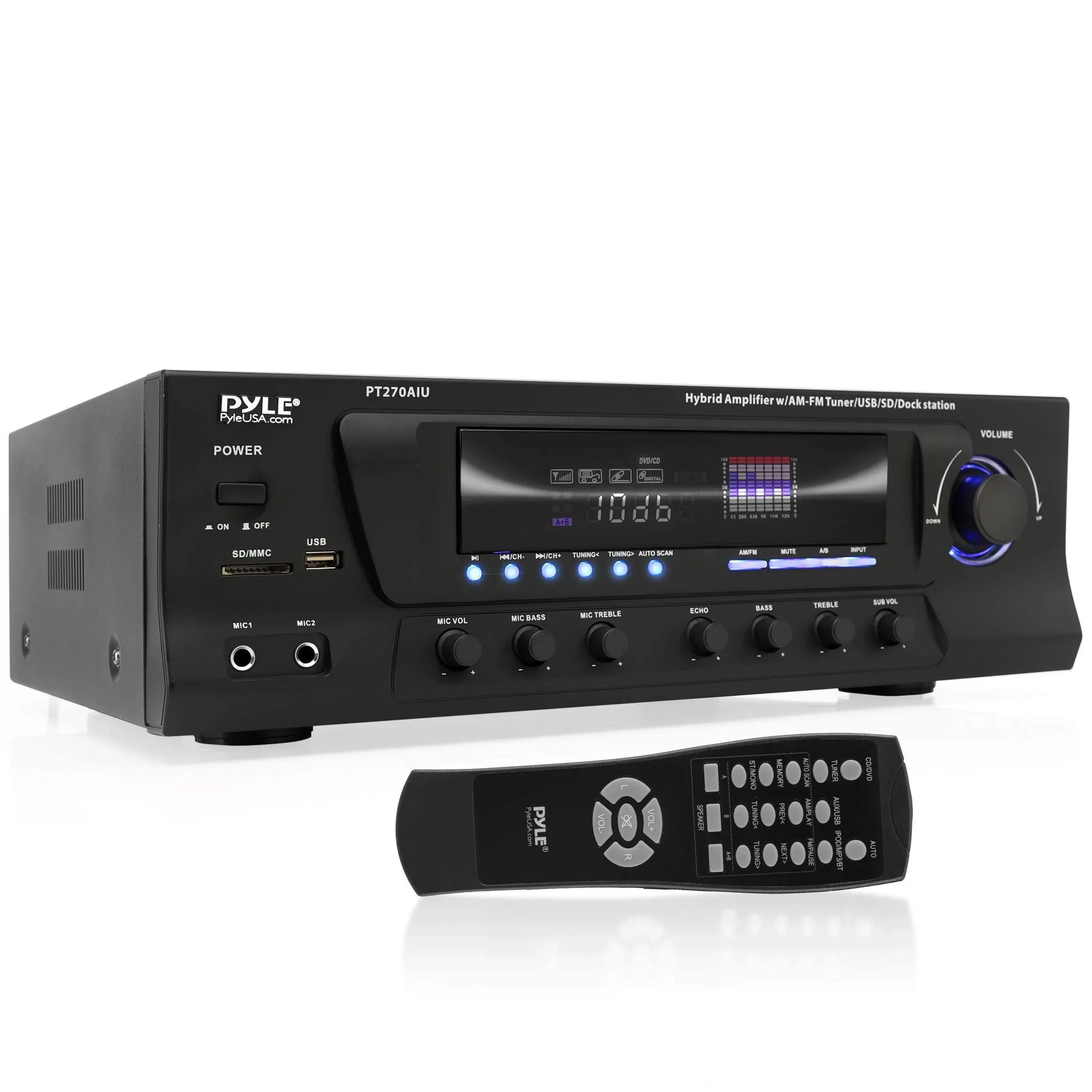 Pyle Home PT270AIU 30-Watt Stereo AM-FM Receiver with iPod Dock