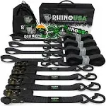 Rhino USA Ratchet Tie Down Straps (4pk)- 1,823lb Guaranteed Max Break