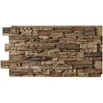 High-Density Polyurethane Faux Stone Wall Covering Panels for Interior and Exterior Decor | Stacked Stone Siding Panel | Sedona | 48''L x 24''H x 2''D | 3-Panels | Cognac Brown