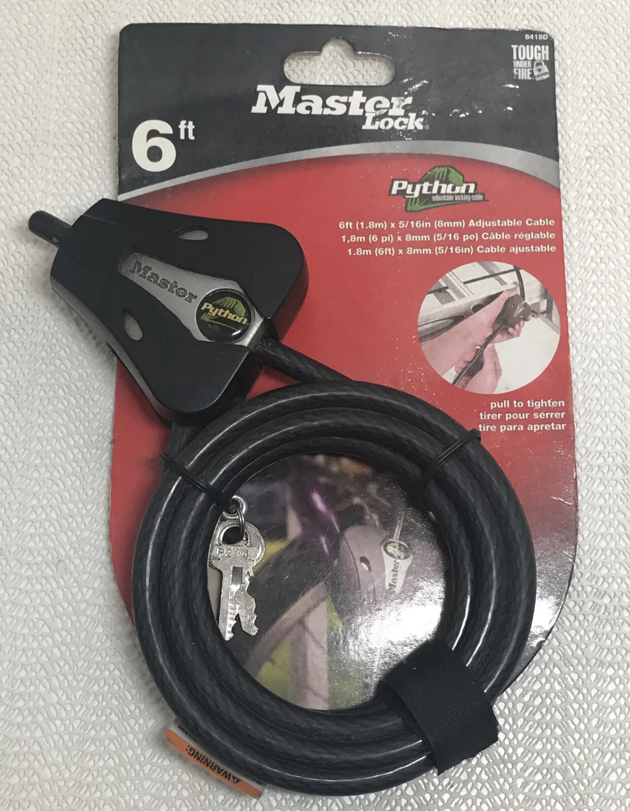 Master Lock Cable Lock Genuine Python Adjustable Keyed Cable Lock 6 ft.  Black