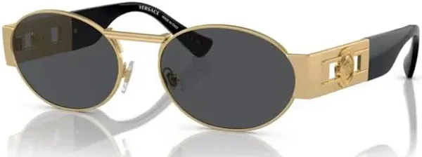 Versace Sunglasses VE2264 100287 Matte Gold Dark Grey Lens Round Authentic