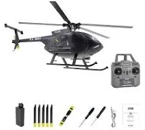 YX C189 MD500E 150-size 6-Axis Gyro Stabilized RTF Scale Helicopter w/ Weapons - Black