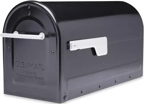 ​Architectural Mailboxes Boulder Black, Large, Steel, Post Mount Mailbox