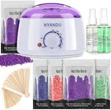 Waxing Kit for Women Men, NYANDU Wax Warmer for Hair Removal, 17.6 oz Wax Beads 5 Packs, Hard Wax Kit for Coarse Hair Facial Eyebrow Legs Armpit Bik