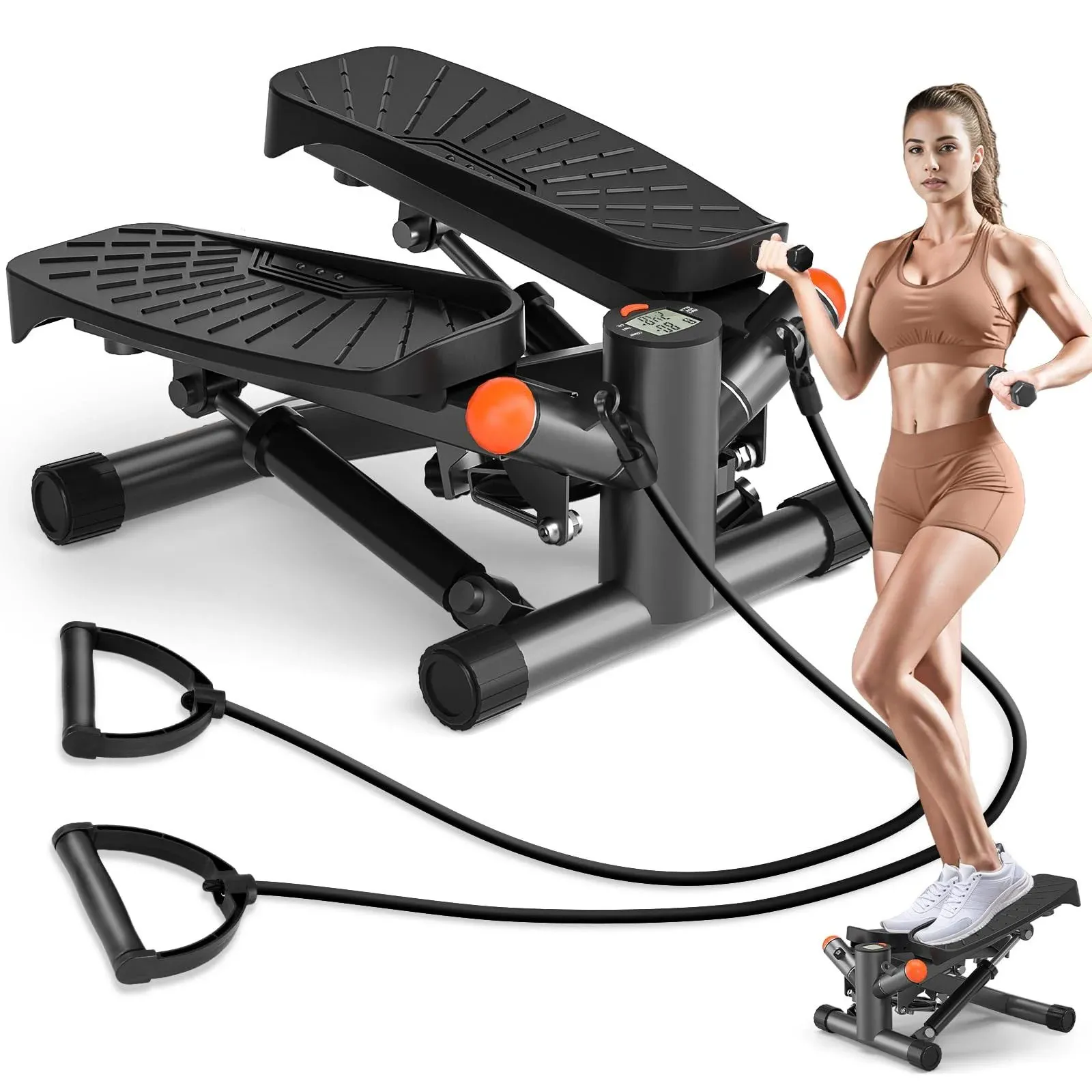 Steppers for Exercise at Home,Adjustabl<wbr/>e Height Mini Stair Stepper with Resistan