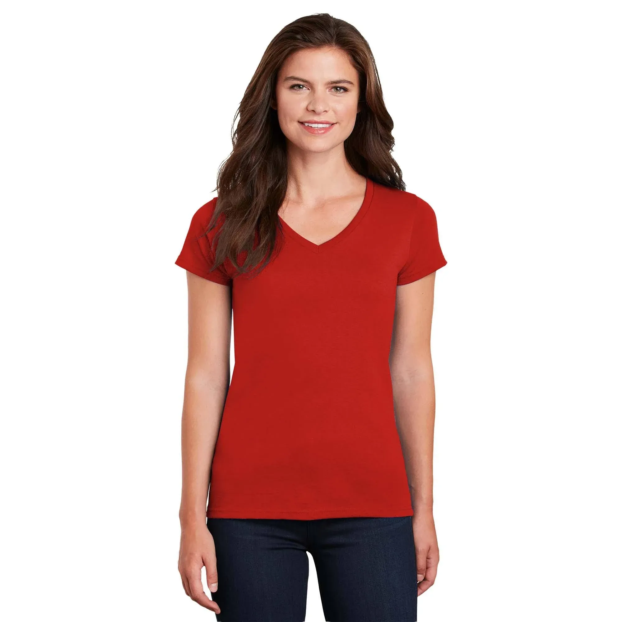 Gildan G500VL Ladies' Heavy Cotton V-Neck T-Shirt - Red - M