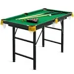 Costway 47" Folding Billiard Table Pool Game Table Indoor Kids w/ Cues Brush Chalk Green