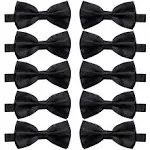 10 Pcs Elegant black Pre-tied Bow ties Formal Tuxedo Bowtie Set with 