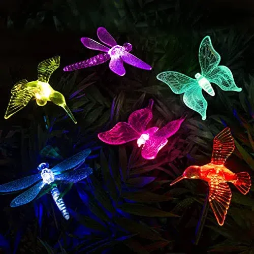 Butterfly Solar Garden Stake Lights,3 Pack Outdoor, Multi-Color Changing Lights