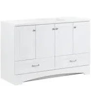 Spring Mill Cabinets Emlyn 48.5" Bathroom Vanity with Shelves, Drawers, and White Sink Top