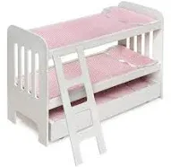 Doll Bunk Bed with Ladder and Free Personalizatio<wbr/>n Kit - White/Pink