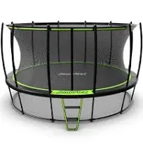 JumpFlex Hero Round Trampoline for Kids Outdoor Backyard Play Equipment Playset with Net Safety Enclosure Ladder