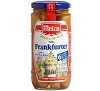 Meica Frankfurter, Pork, Savory, Packed in Brine - 6 sausages, 6.3 oz