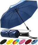 Rain-Mate Compact Travel Umbrella - Pocket Portable Folding Windproof Mini Umbrella - Auto Open and Close Button and 9 Rib Reinforced Canopy