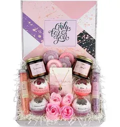 Women Spa Gift Basket,18 PCS,Gift Rose Lavender Spa Set,Mothers day gift