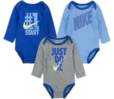 Nike Baby-boys Jordan Assorted 3 Pack BodySuit, Blue, 0 - 3 Months