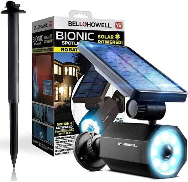 Bionic Spotlight LED Solar Outdoor Light Motion Activated No Wires Bell + Howell