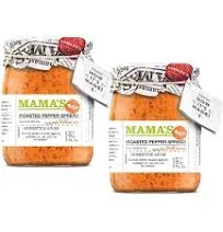 Mamas Home style Roasted Pepper Red Ajvar Spread, Two 19 oz. Jars (Hot)