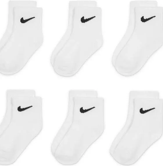 Nike Lightweight Ankle White Socks 6 pack Toddler 2-4 years