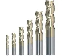 Rip Cutting Tools 6 Piece 3-Flute SE Carbide End Mill Set for Aluminum 1/8-1/2