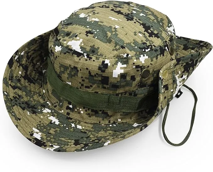 Men's UltraKey Outdoor Wide Brim Sun Protect Hat Classic US Combat Army Style Bush Jungle Sun Cap for Fishing Hunting Camping