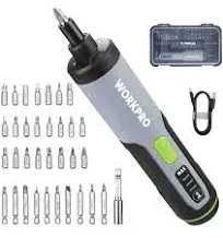 WORKPRO 4V Electric Screwdriver, Rechargeable Cordless Screwdriver Set w/35 Bits