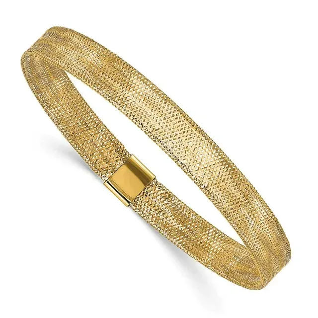 14K Yellow Gold High Polished Stretch Slip On Bangle