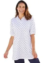 Plus Size Women's Elbow-Sleeve Polo Tunic by Woman Within in Multi Hearts (Size 1X) Polo Shirt