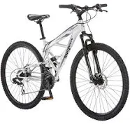 Mongoose Impasse Full Suspension Mountain Bike 18-inch Aluminum Frame 29-inch Wheels Silver