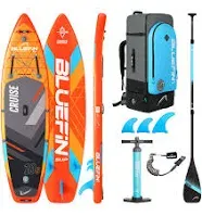 Bluefin® Cruise SUP Boards Premium Stand Up Inflatable Paddle Board Stable Design Non-Slip Design with Fibreglass Paddle & Accessories 5 Year Warranty Multiple Sizes for Adults