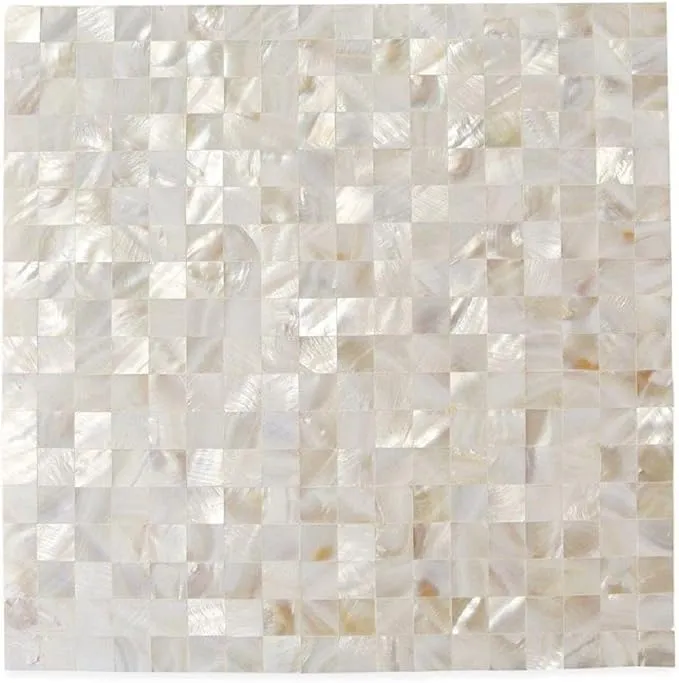 Sample - Lokahi Glass Pearl Shell Mosaic Tile in White