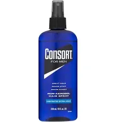 Consort Hair Spray for Men, Extra Hold, Unscented, Non-Aerosol - 8 oz