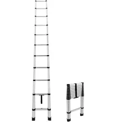 Miscoos Telescoping Ladder, 12.5ft Aluminum Telescopic Extension Ladder with Non-Slip Feet, Multi-Purpose Collapsible Ladder for RV or Outdoor Work,