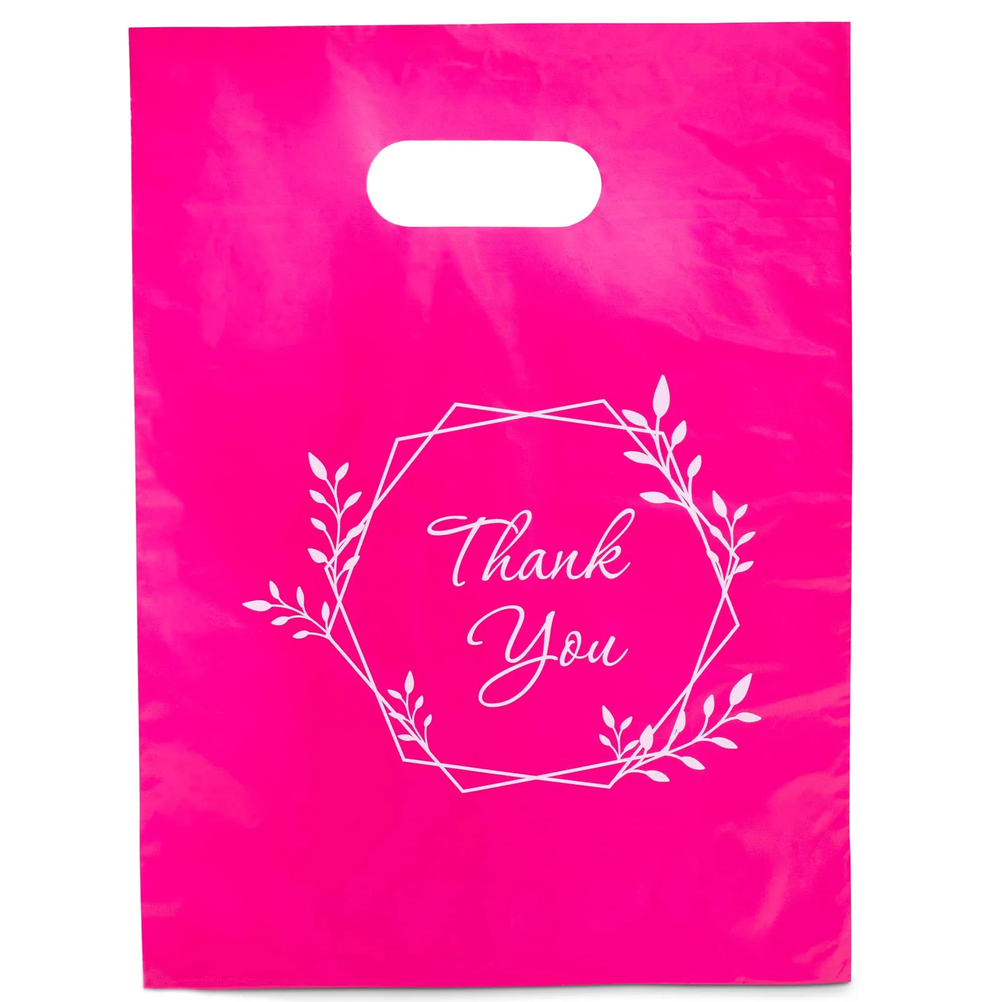 100 Pink Thank You Bags 1.5Mil 9"x12" Merchandise Bags and Pink Bags for Small Business Extra Thick Glossy Pink Retail Bags and Thank You Bags With Handles and Plastic Bags