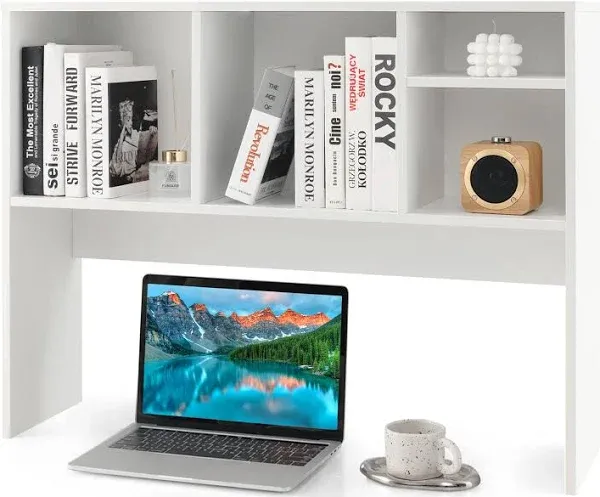 Costway Computer Desktop Bookcase Countertop Storage Bookshelf  White