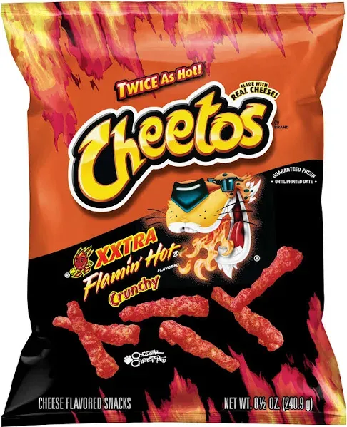 Cheetos Snacks Cheese Flavored Crunchy Xxtra Flamin Hot