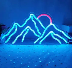 Dimmable Mountain Neon LED Light Sign, 16.9’’*8’’ Sunrise &amp; Sunset A-Mountains